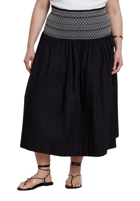 Smocked Flare Maxi Skirt (plus)