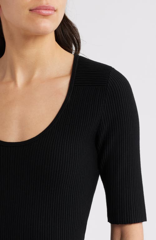 Hugo Boss Boss Scoop Neck Fit & Flare Rib Dress In Black