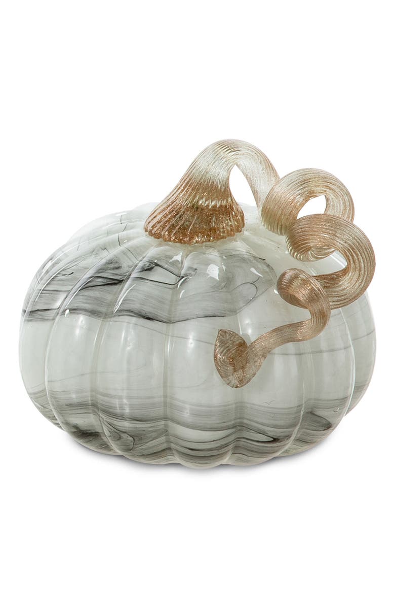 Glitzhome Fall Multi-Style Small Glass Pumpkins, Main, color, Grey