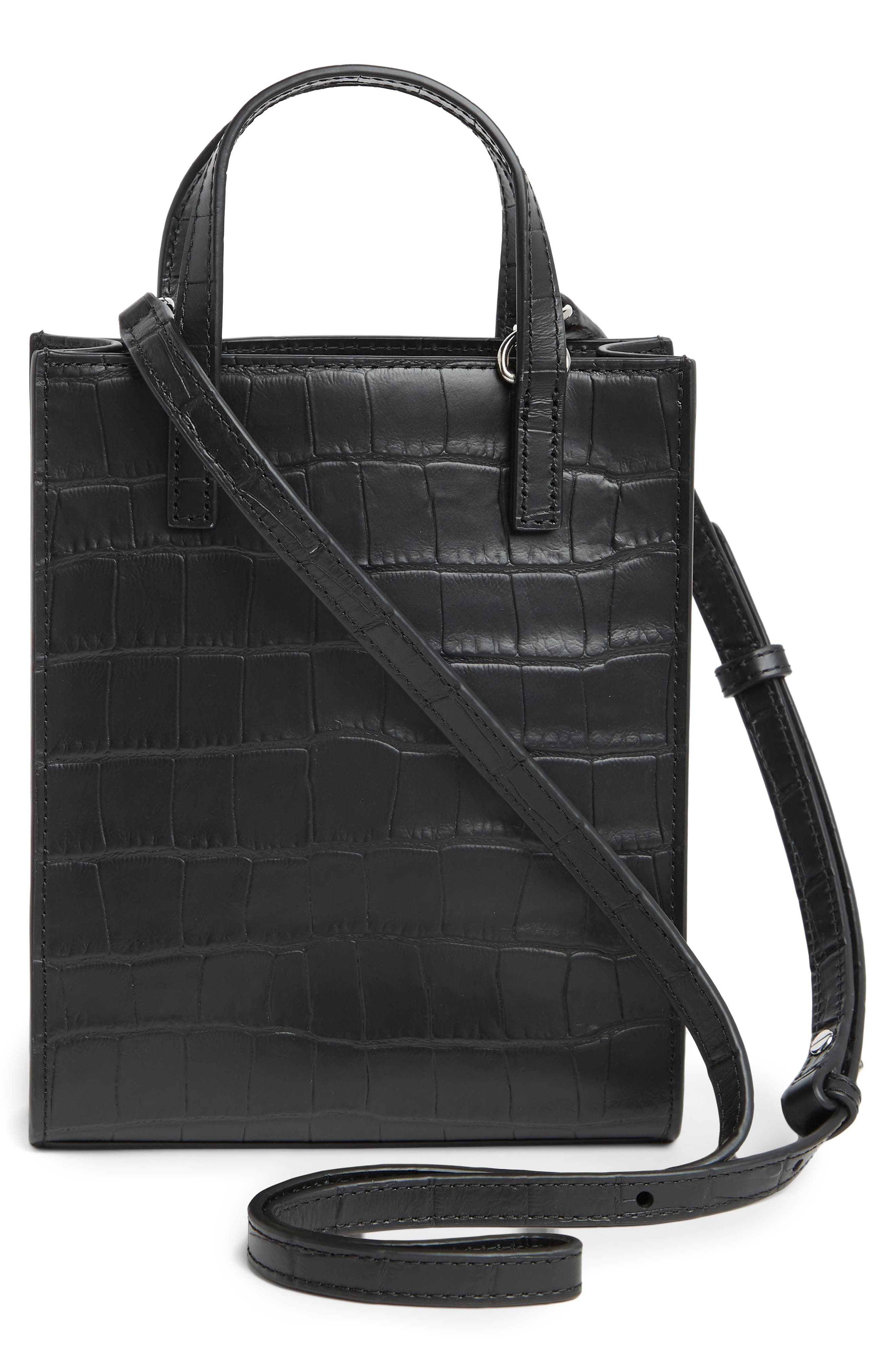 Marc Jacobs Micro Tote Croc Embossed Leather Crossbody Bag, Alternate, color, 