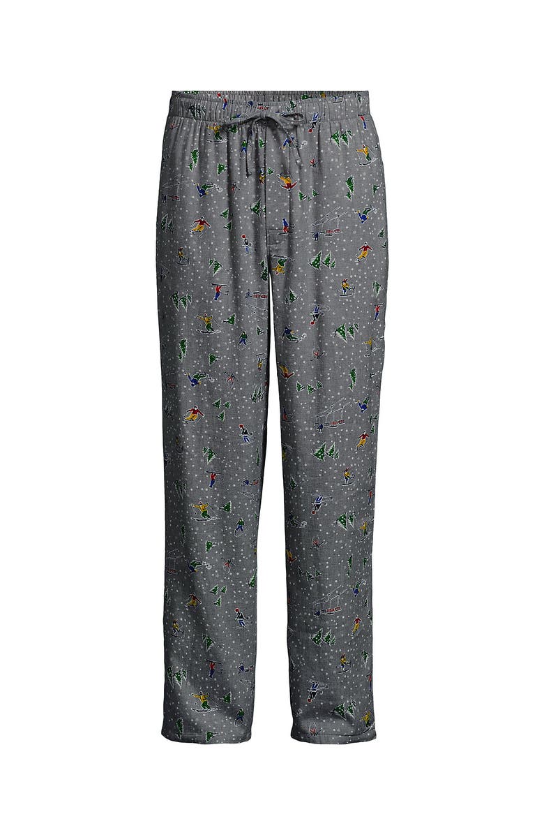 Lands' End Flannel Pajama Pants, Alternate, color, Gray Heather Skiers