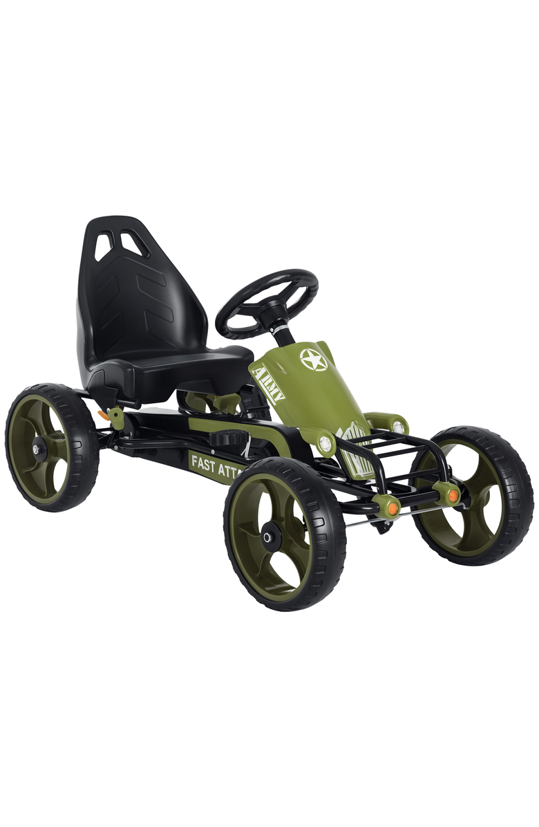 Aosom Kids Pedal Go Kart with Adjustable Seat, EVA Wheels, Main, color, Green