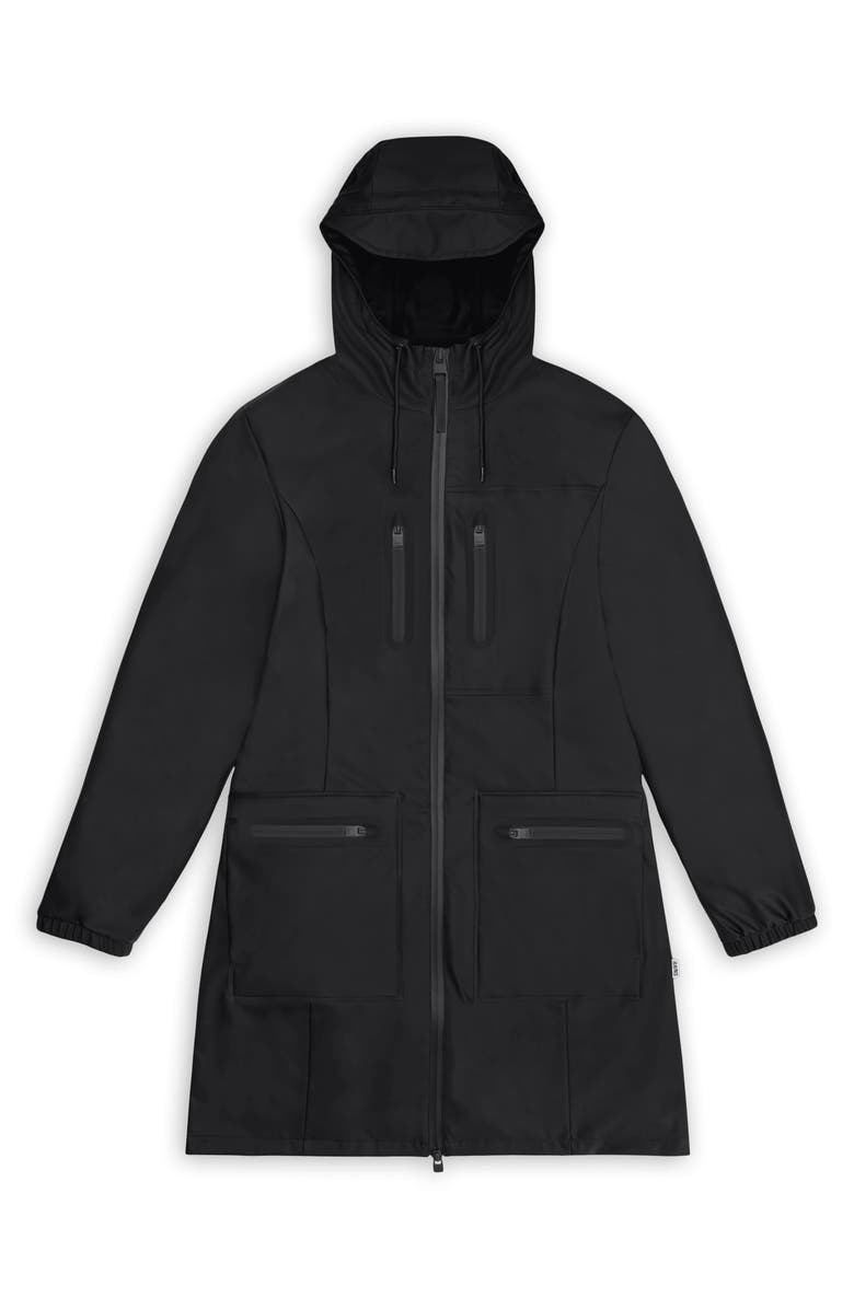 Rains Cargo Curve Hooded Waterproof Jacket, Main, color,