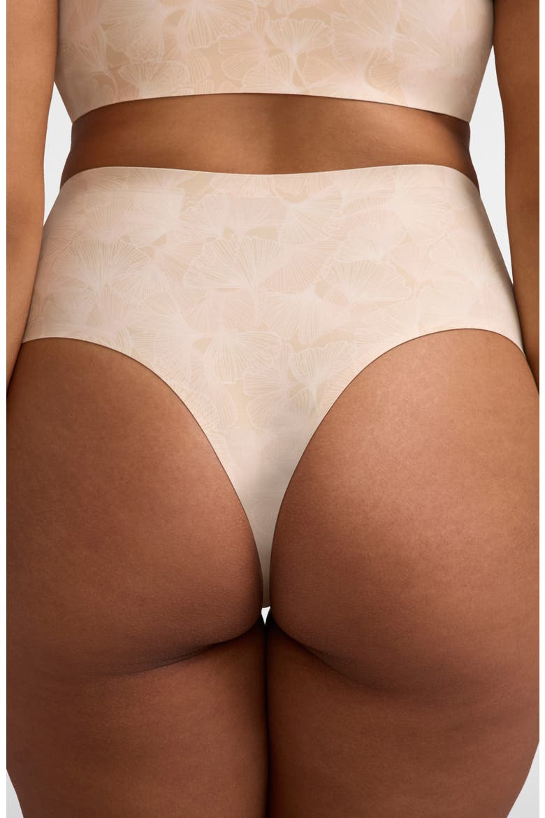 High Waist Thong, Alternate, color, CHAMPAGNE GINGKO