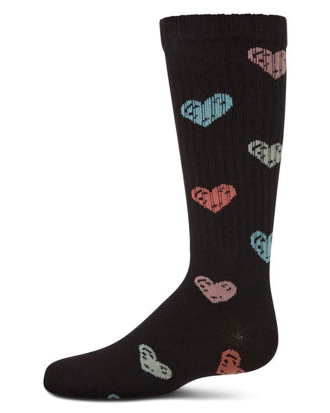 Ribbed Multi Graffiti Hearts Knee Sock (Toddler, Little Kid & Big Kid)
