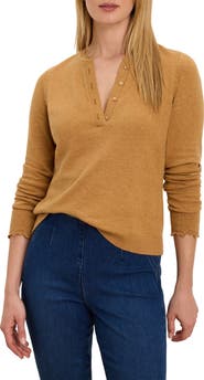 NIC+ZOE Henley Ruffle Sweater