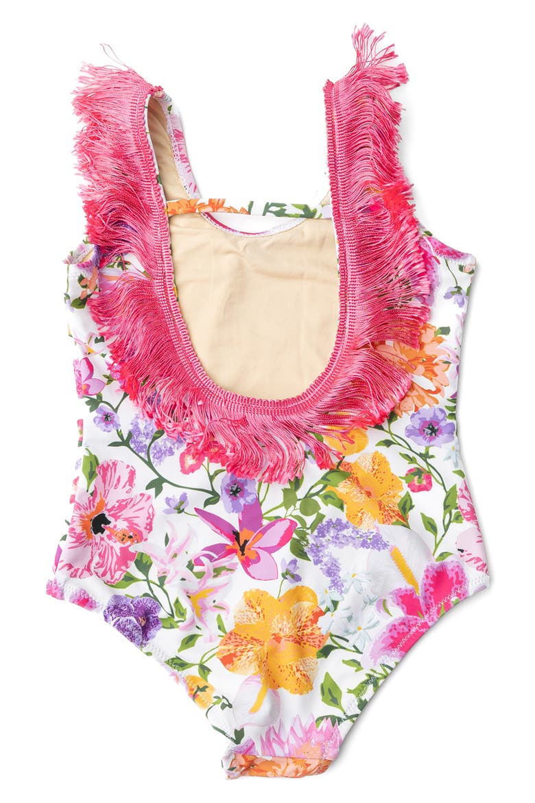 Kids' Summer Garden Fringe One-Piece Swimsuit, Alternate, color, WHITE MULTI