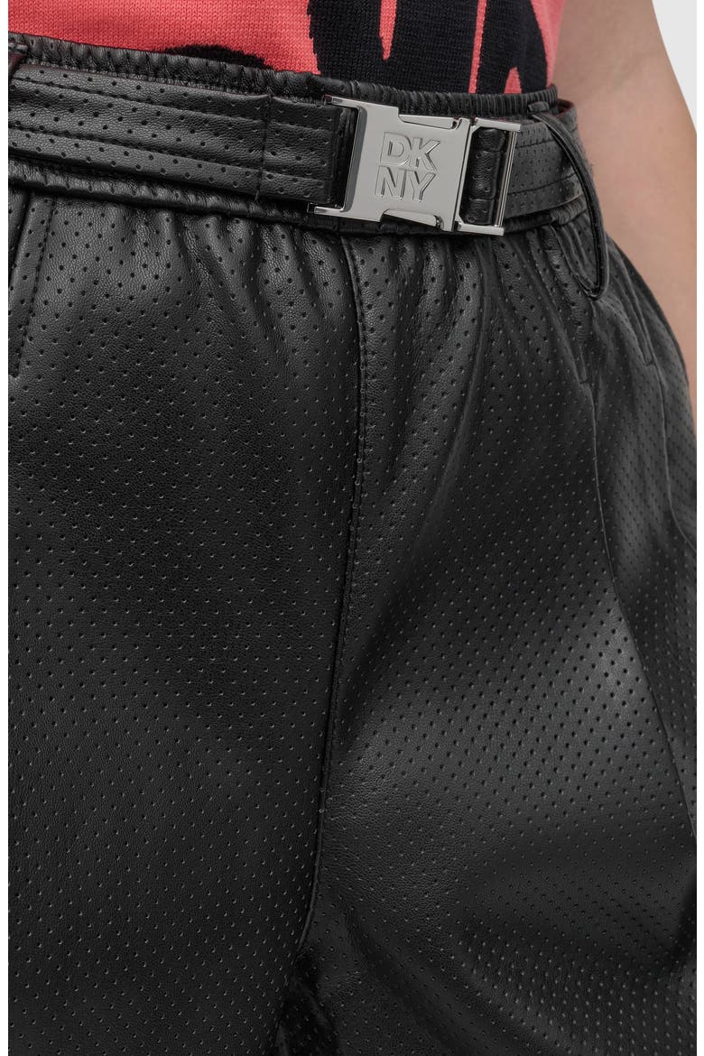 Perforated Faux Leather Shorts, Alternate, color, BLACK