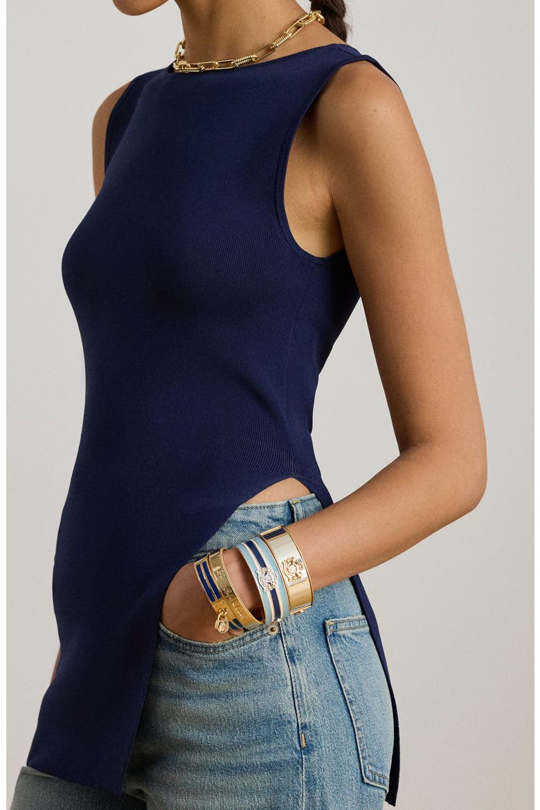 Asymmetric Side Slit Tank Top, Alternate, color, REFINED NAVY BLUE