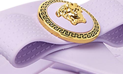 Versace Purple Gianni Ribbon Flip-flops In Dusty Lavender- Gold