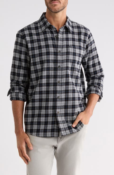 Plaid Flannel Button-Up Shirt