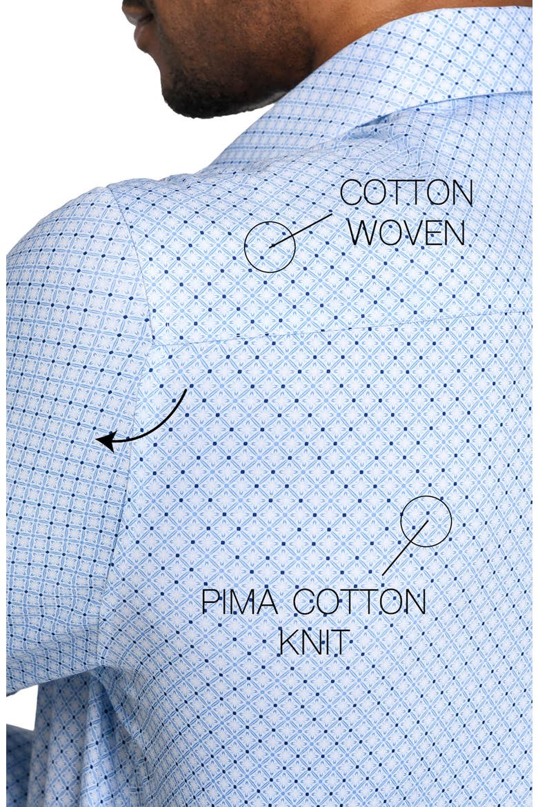 Slim Fit Cross Geo Reworked Button-Up Shirt, Alternate, color, WHITE/ BLUE
