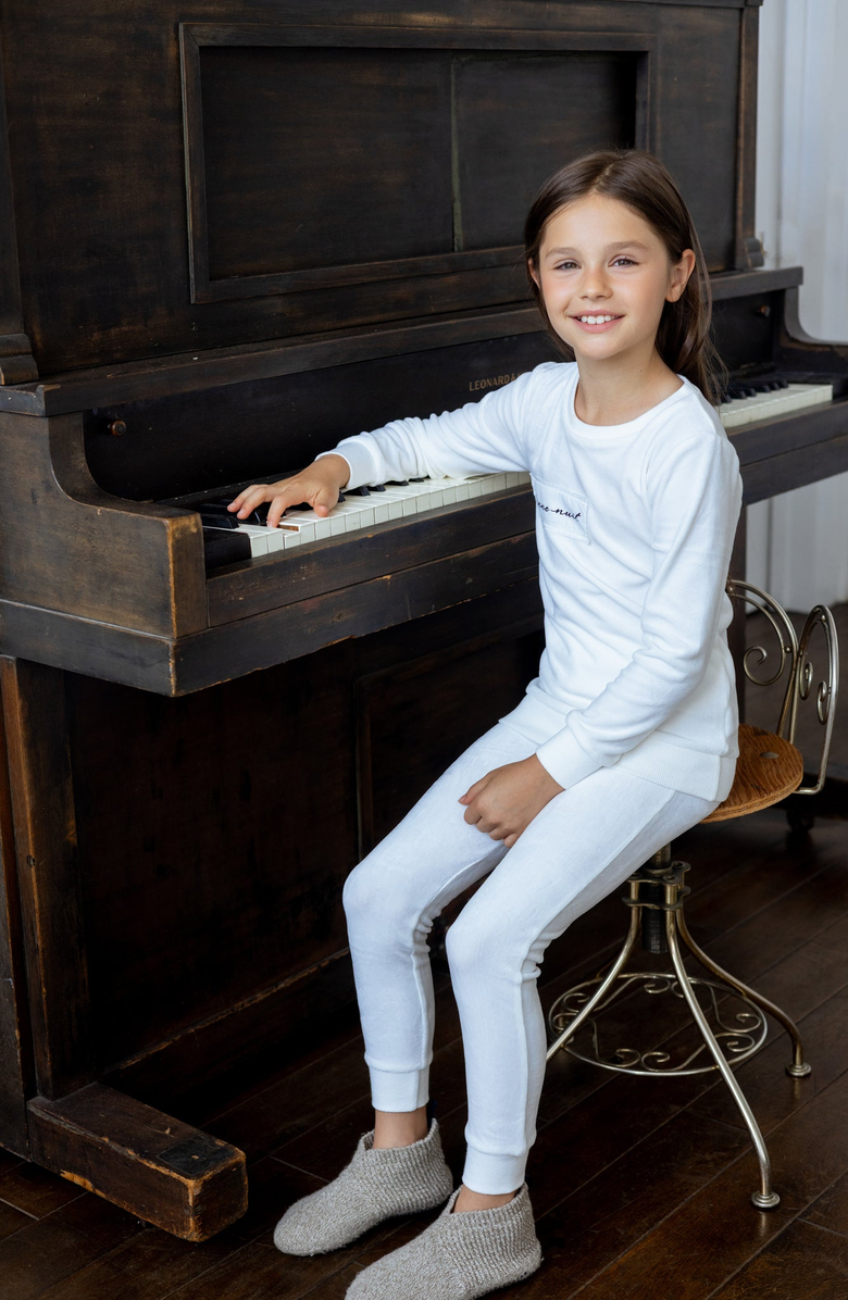 NoggiWear Velour Patch Footie, Alternate, color, White