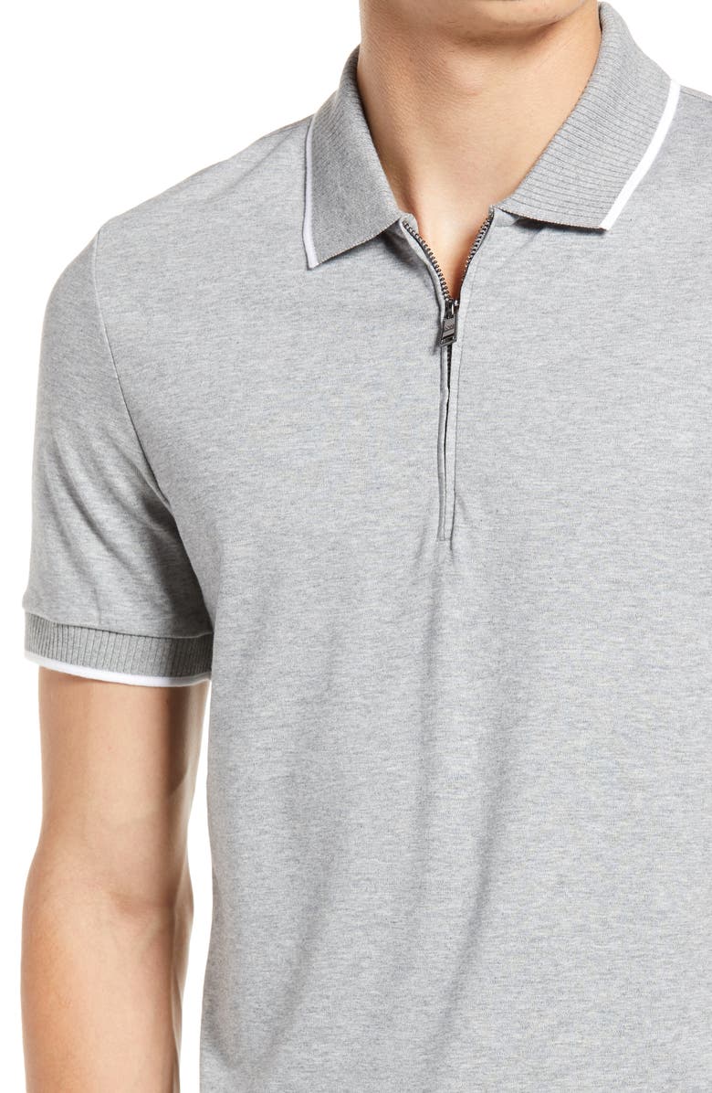 BOSS Polston Slim Fit Short Sleeve Zip Polo, Alternate, color,