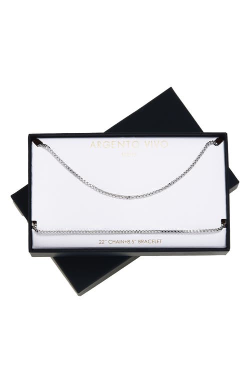 Argento Vivo Box Chain & Bracelet Set In Gray