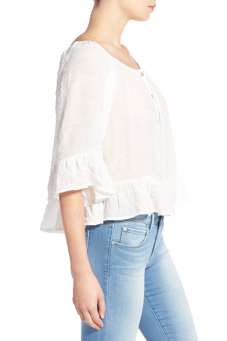 Off the Shoulder Ruffle Blouse, Alternate, color, WHITE