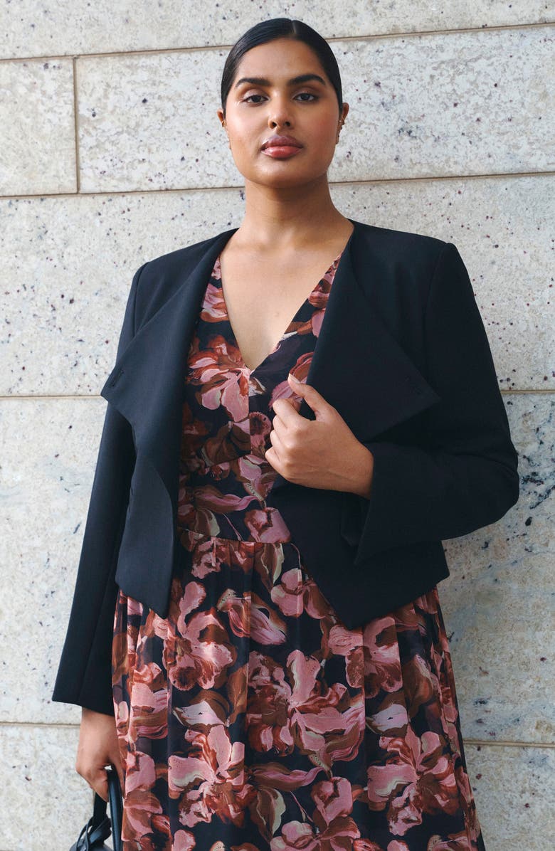 Estelle Eboni Crepe Crop Jacket, Alternate, color, Black