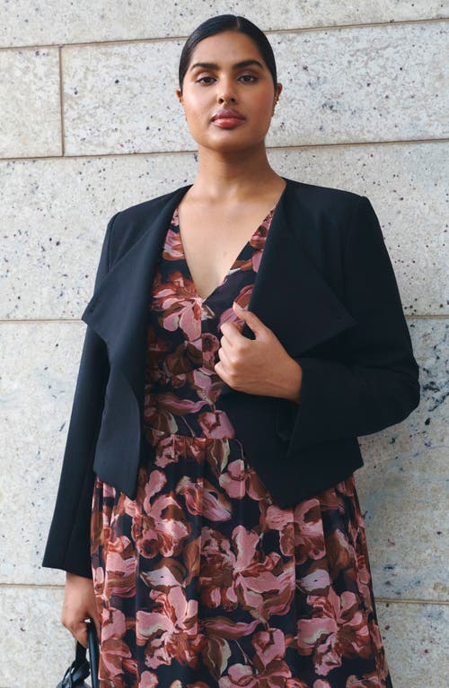 Estelle Eboni Crepe Crop Jacket In Black
