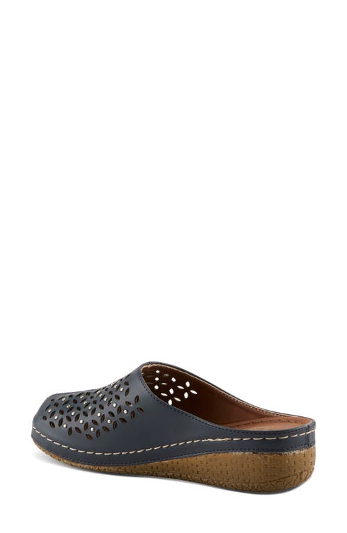 Flexus By Spring Step Laser-cut Mule In Navy