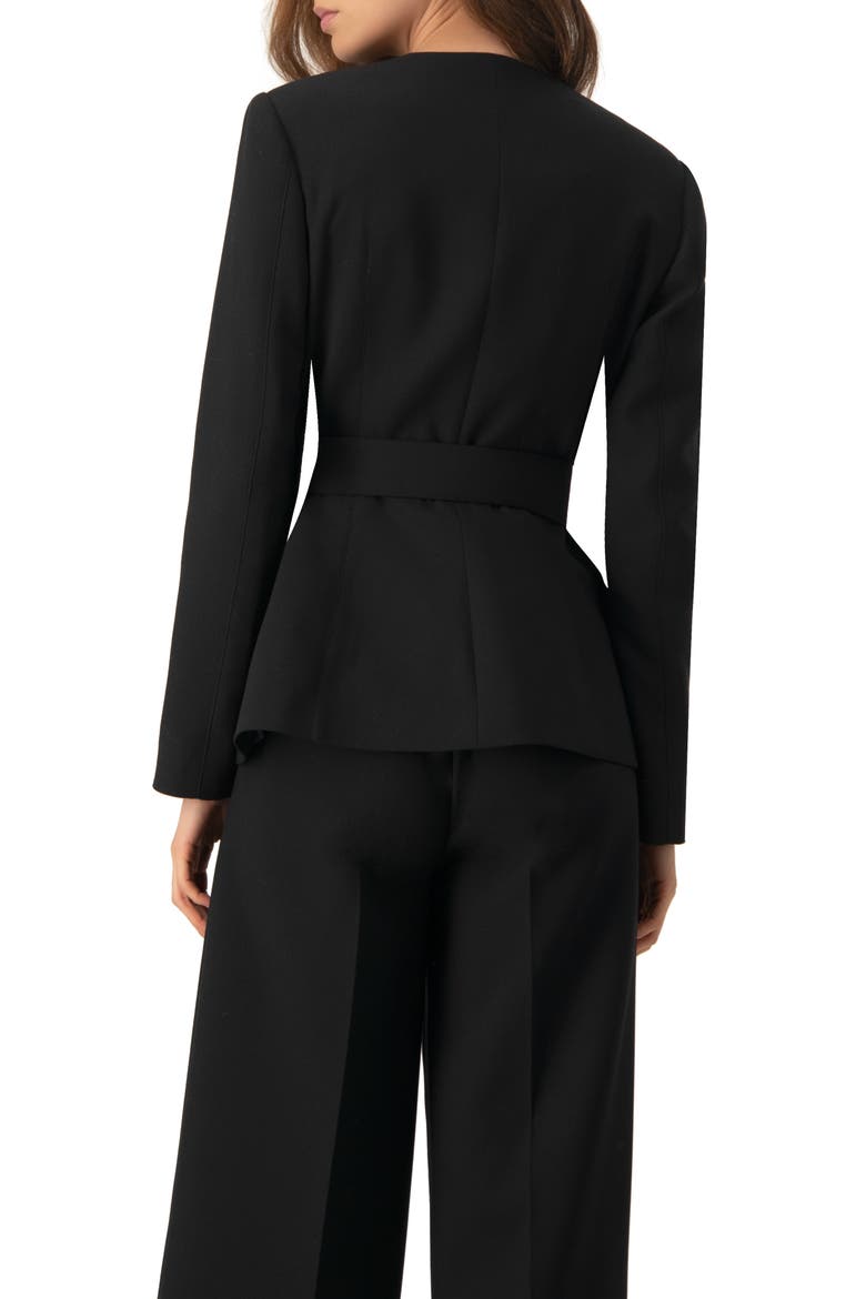 Structured Belted Jacket in Black, Alternate, color, Black
