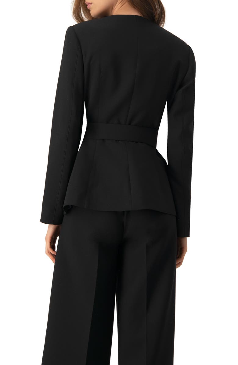 IVONNE Structured Belted Jacket in Black, Alternate, color, Black