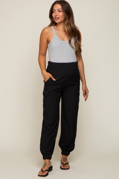 Pinkblush Cargo Pocket Joggers In Black