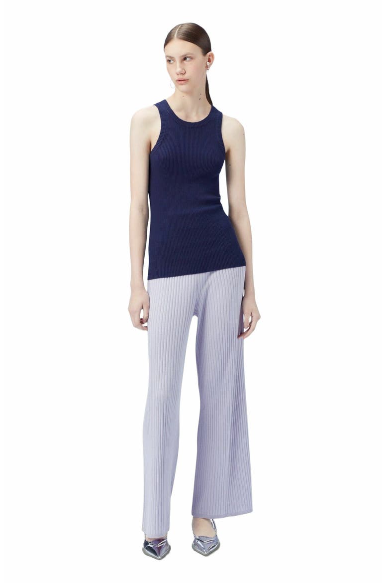 Ribbed Cotton Silk Cashmere Blend Tank Top, Alternate, color, navy