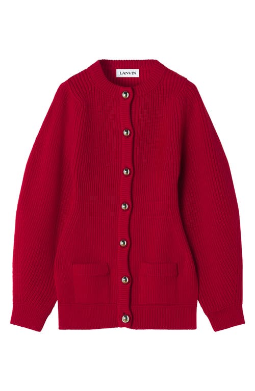 Lanvin Knitted Cardigan With Jeweled Buttons In Red