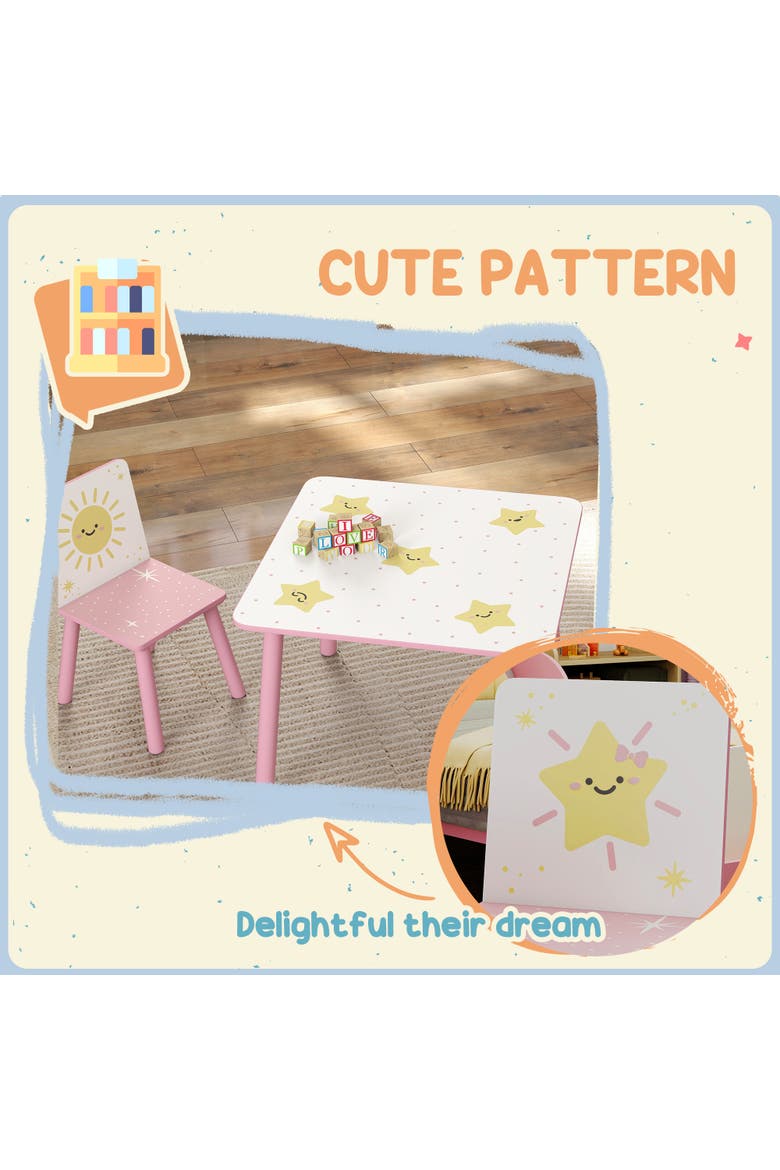 3-Piece Kids Table & Chairs Set, Bedroom/Nursery/Playroom, Alternate, color, Pink
