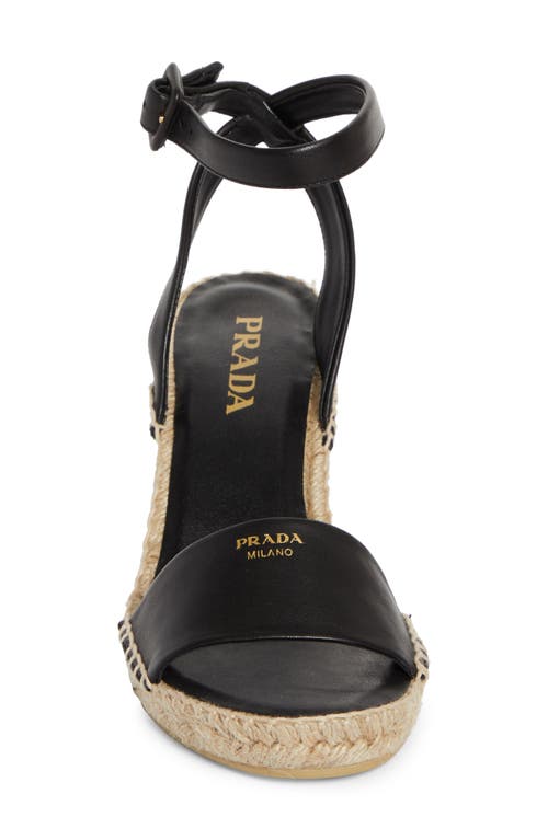 Prada Espadrille Wedge Sandal In Nero