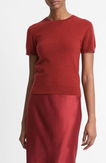 Vince Crewneck Tee In Ruby Ink