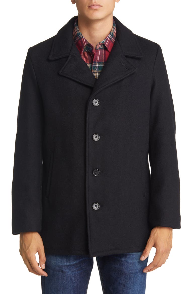 Wool Blend Car Coat, Main, color, NAVY