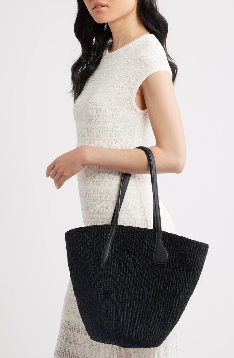 LIFFNER Straw Basket Tote, Alternate, color, Black