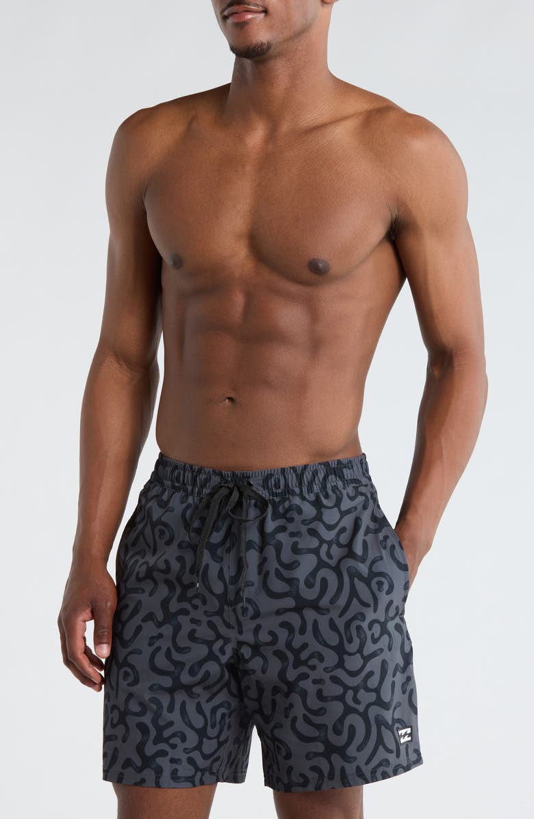 Billabong Grom Volley Swim Trunks, Main, color, Raven