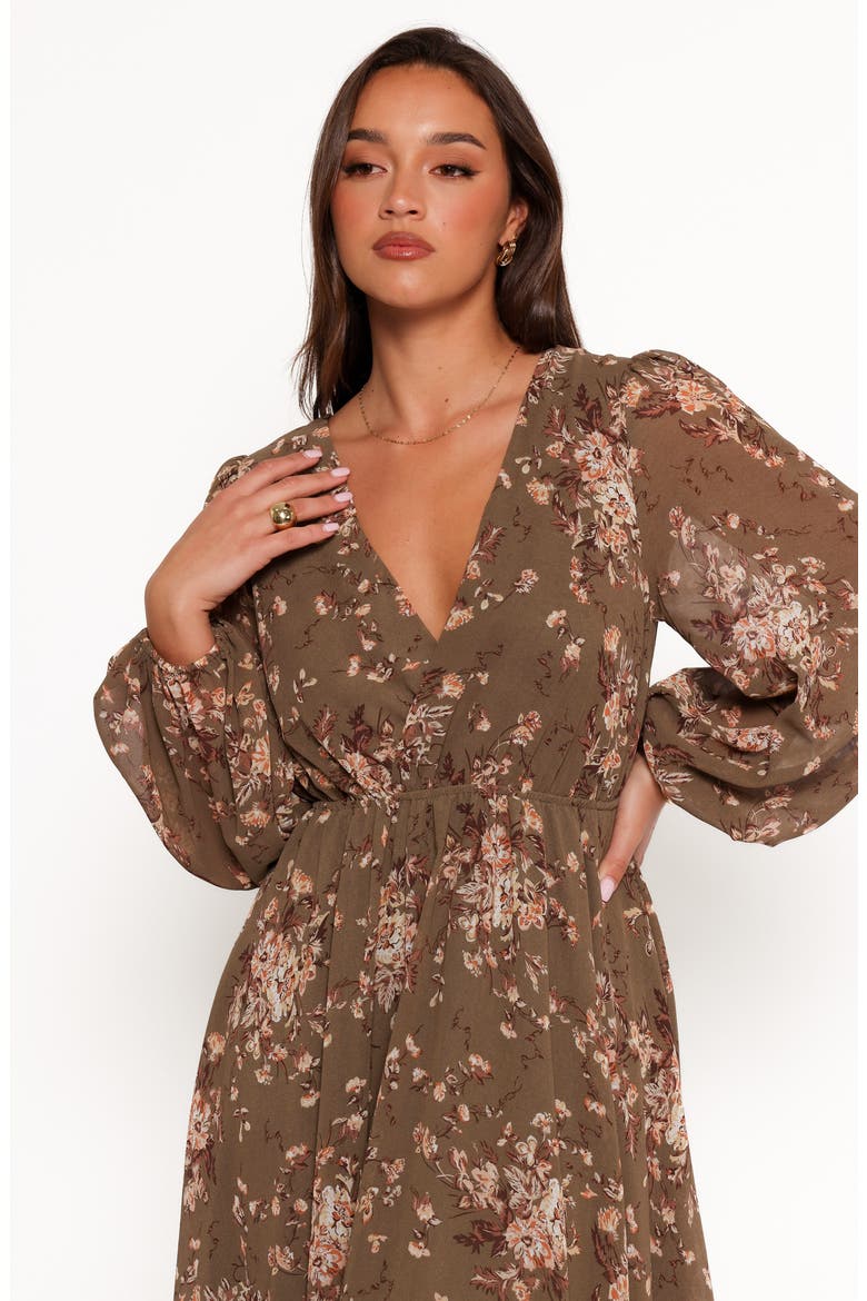 Anisa Long Sleeve Floral Maxi Dress, Alternate, color, OLIVE FLORAL