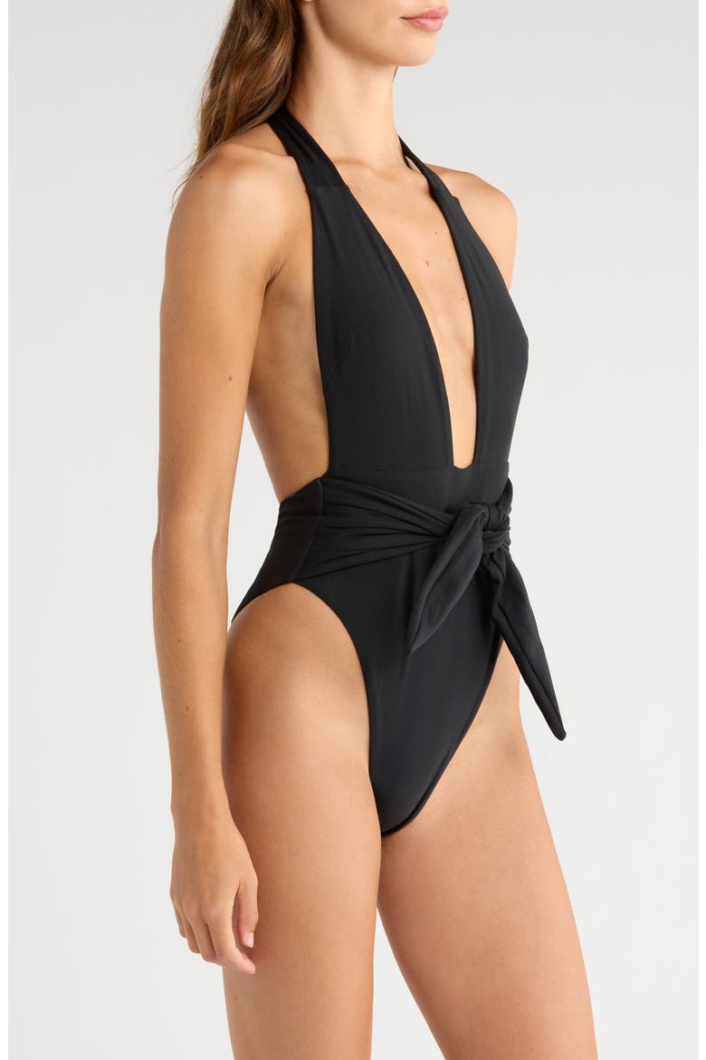 Sable Tropez Halter One-Piece Swimsuit, Alternate, color, SABLE