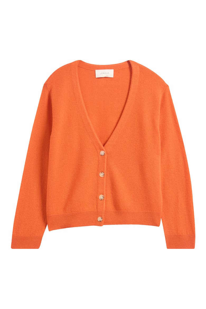 The Tiny V-Neck Cashmere Cardigan, Alternate, color, HOT ORANGE