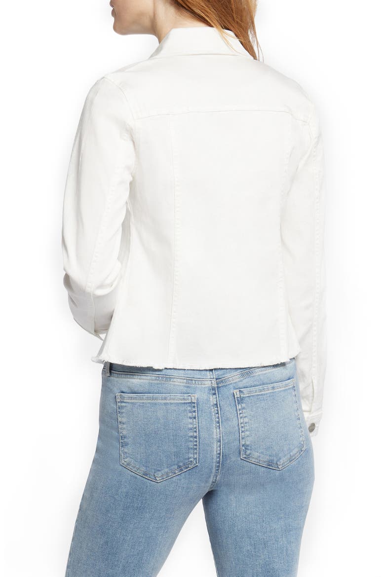 Fray Hem Denim Jacket, Alternate, color, OPTIC WHITE