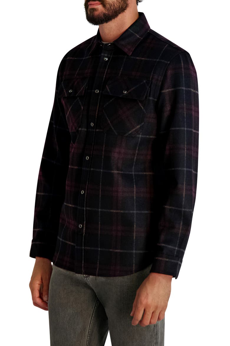 Plaid Ponte Snap-Up Shirt, Alternate, color, NAVY