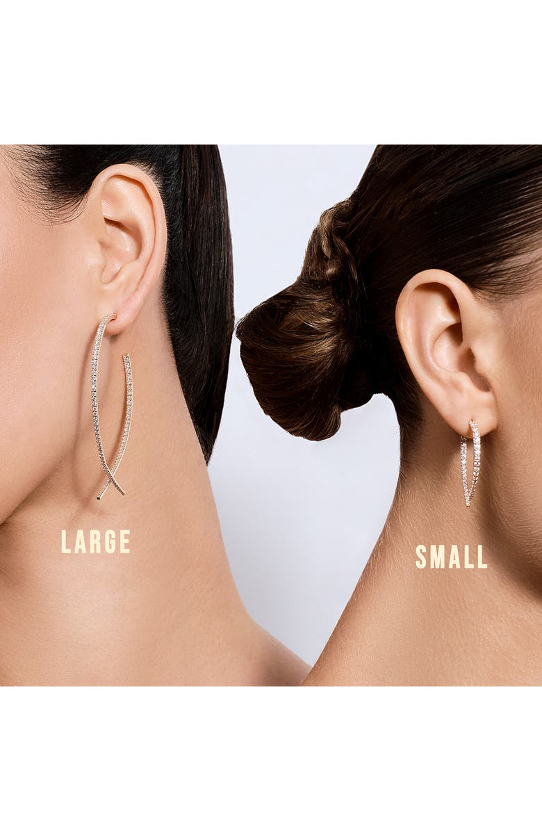 LANA 14K Gold Small Diamond Upside Down Hoop Earrings, Alternate, color, Yellow Gold