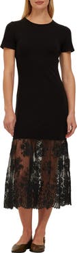 Project Social T Malibu Lace Hem Rib T-Shirt Dress