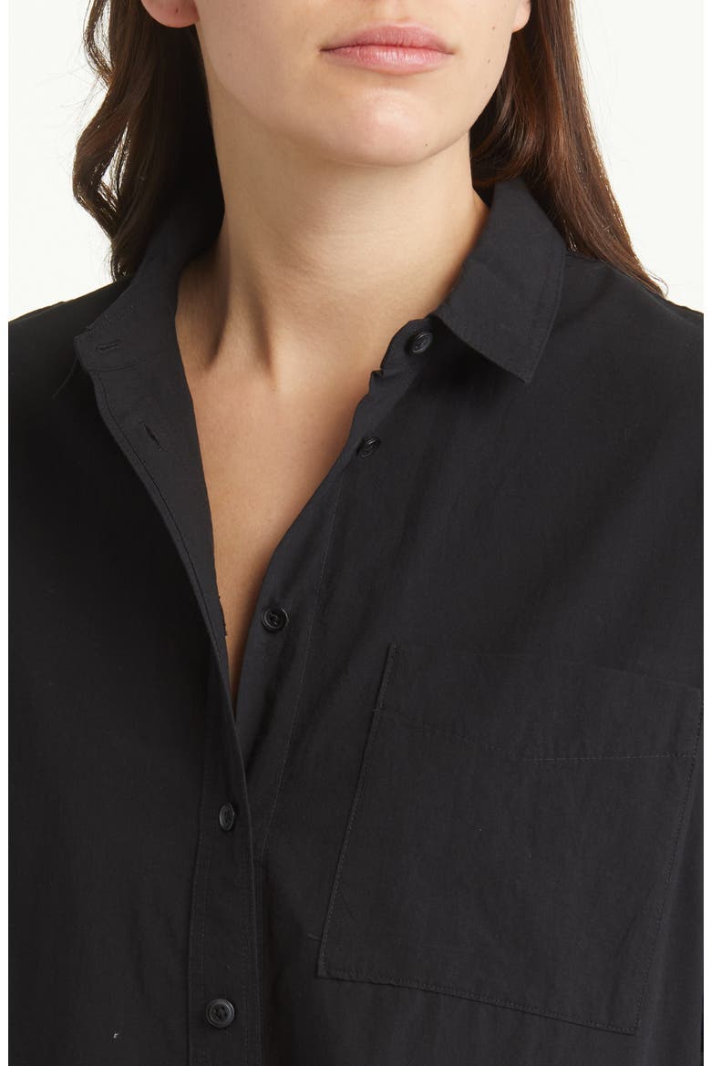 The Signature Poplin Oversize Button-Up Shirt, Alternate, color, TRUE BLACK
