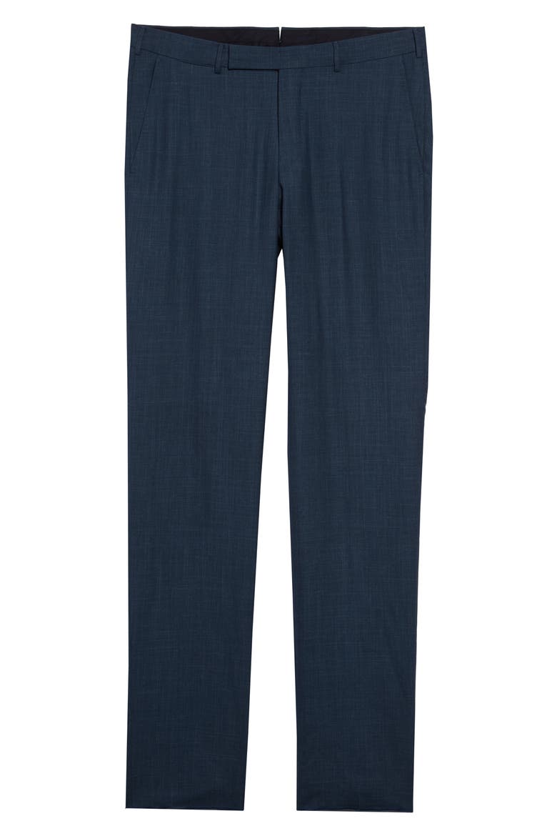 Ermenegildo Zegna Trofeo Classic Fit Flat Front Tropical Wool Blend Dress Pants, Main, color, TEAL
