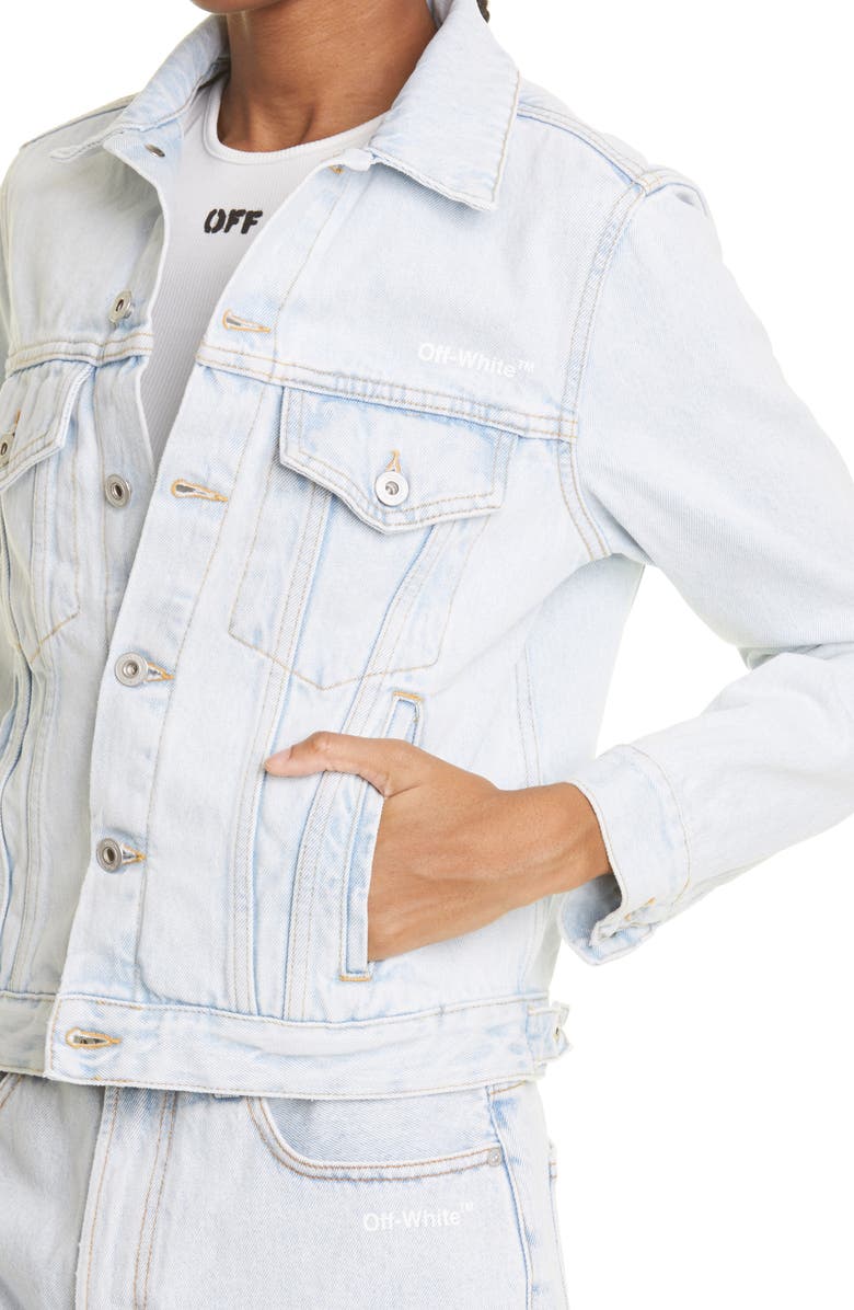 Off-White Women's Diagonal Cotton Denim Jacket, Alternate, color,