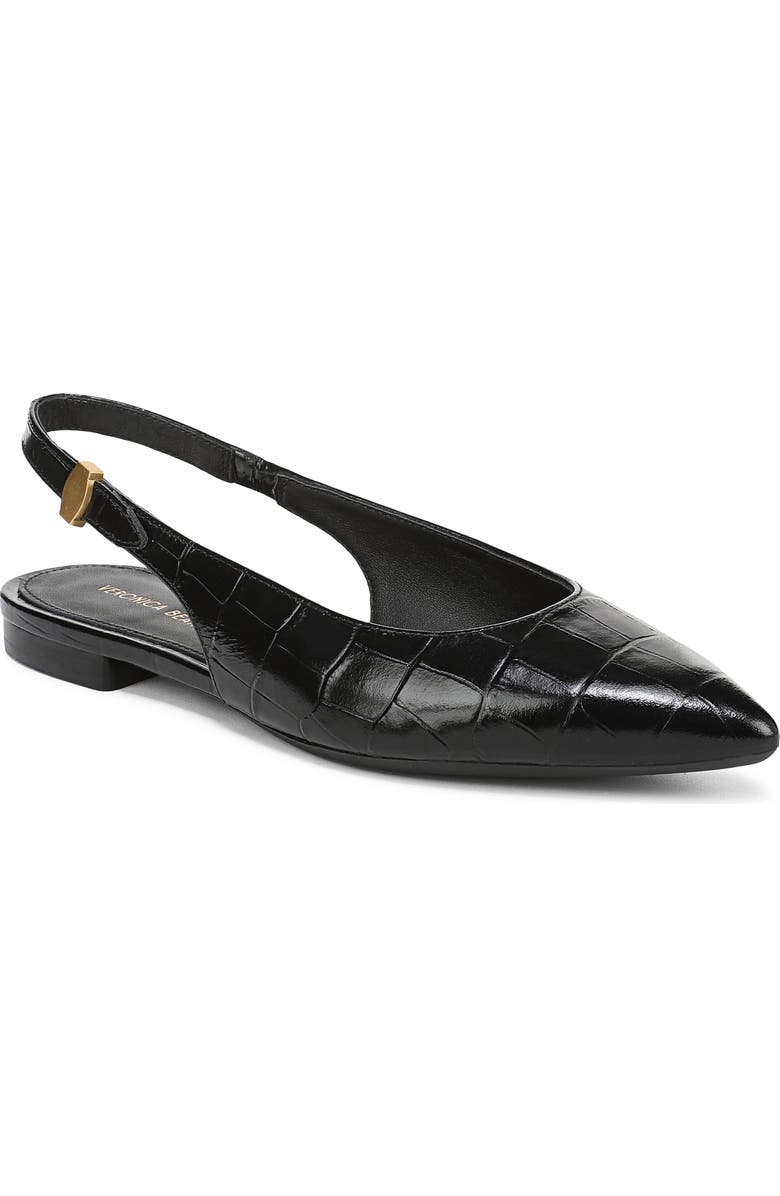 Veronica Beard Shina Slingback Pointed Toe Flat, Main, color, Black