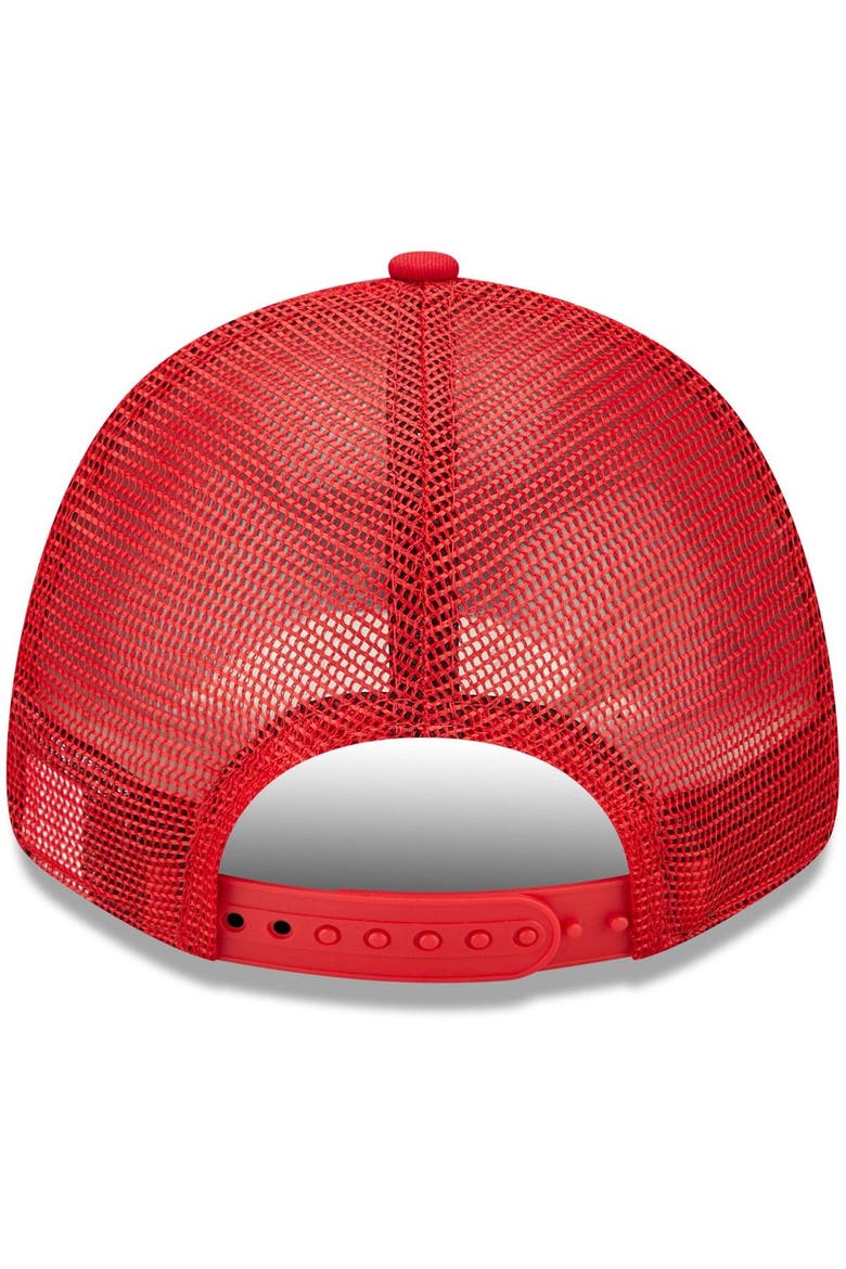 Women's New Era Red Ohio State Buckeyes 9FORTY Logo Spark Trucker Snapback Hat, Alternate, color, Red