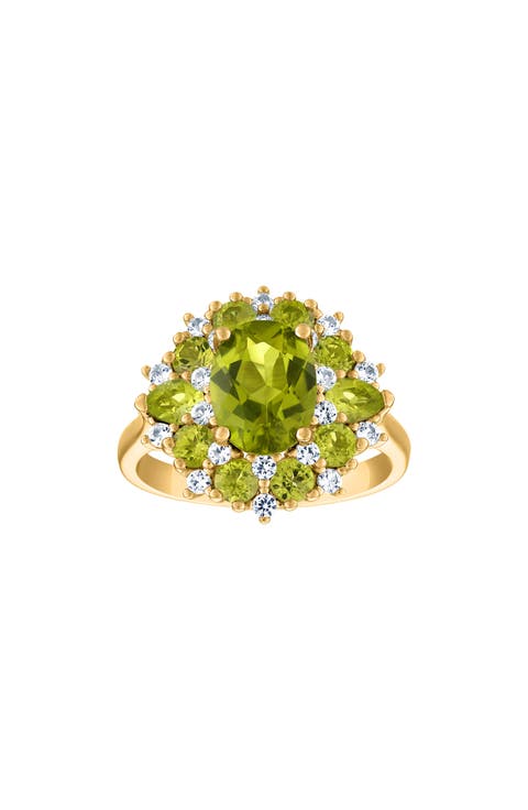 14K Gold Over Silver Peridot Ring