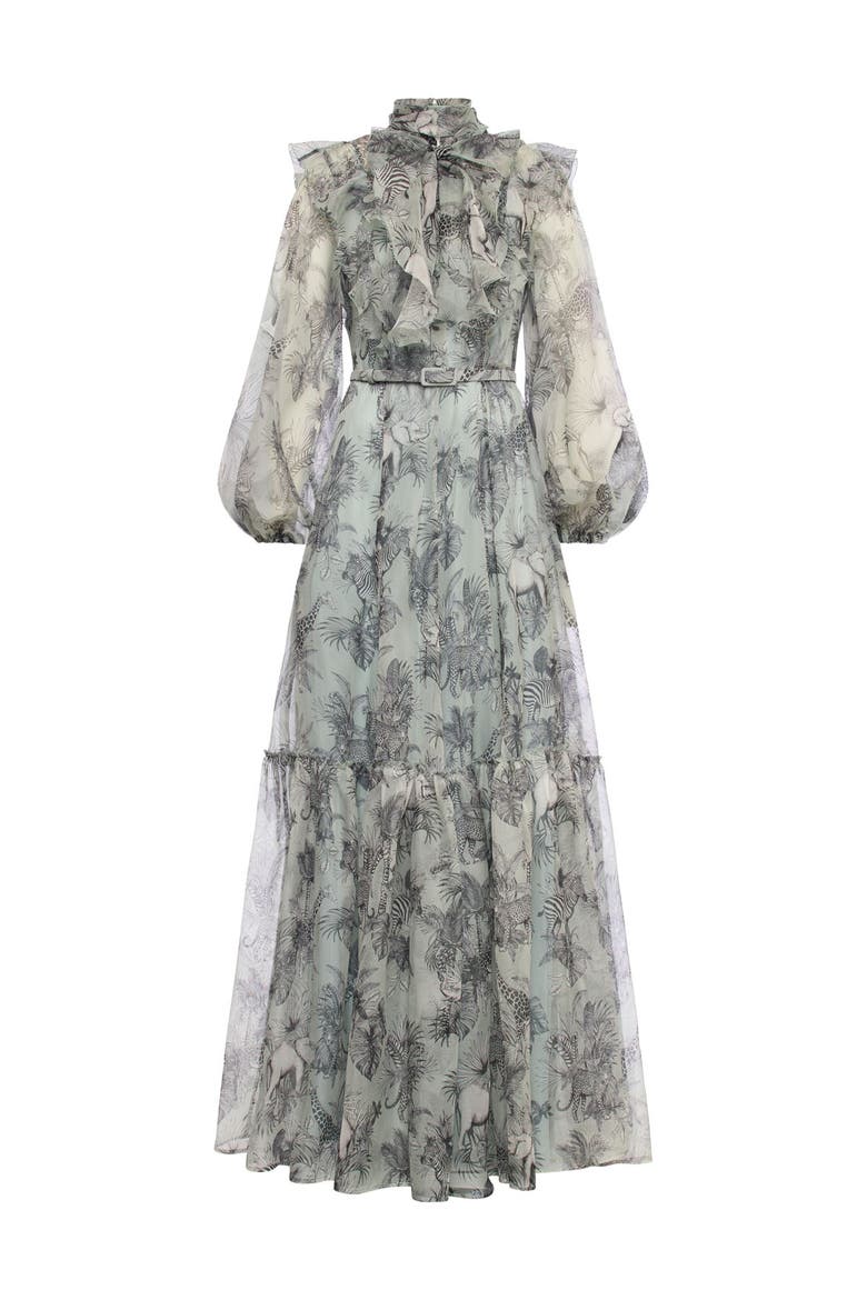 Printed Organza Gown, Main, color, Mint