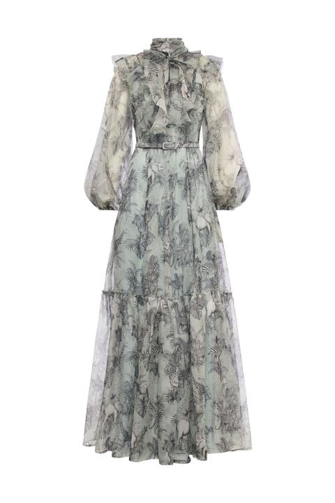 Printed Organza Gown