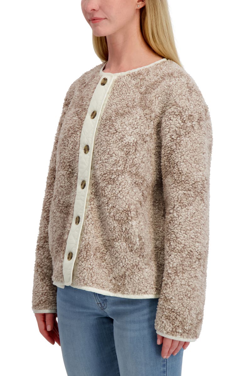 Lucky Brand Faux Shearling Button Front Jacket, Alternate, color, Neutral Multi